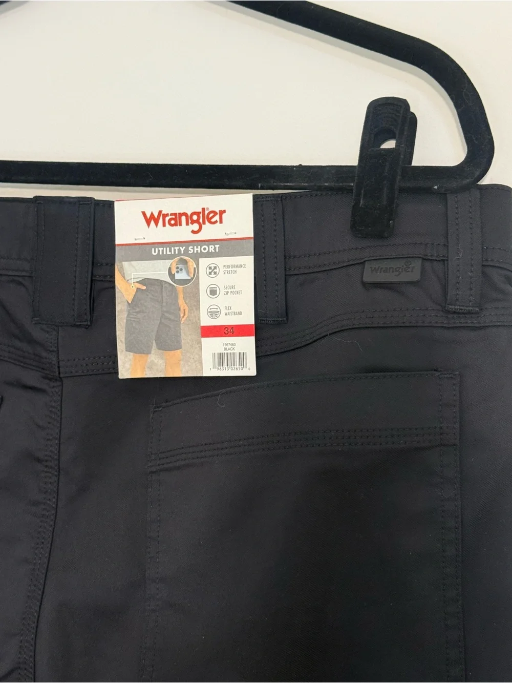 Wrangler Men's Black Flat-Front Performance Utility Shorts NWT Flex Waistband